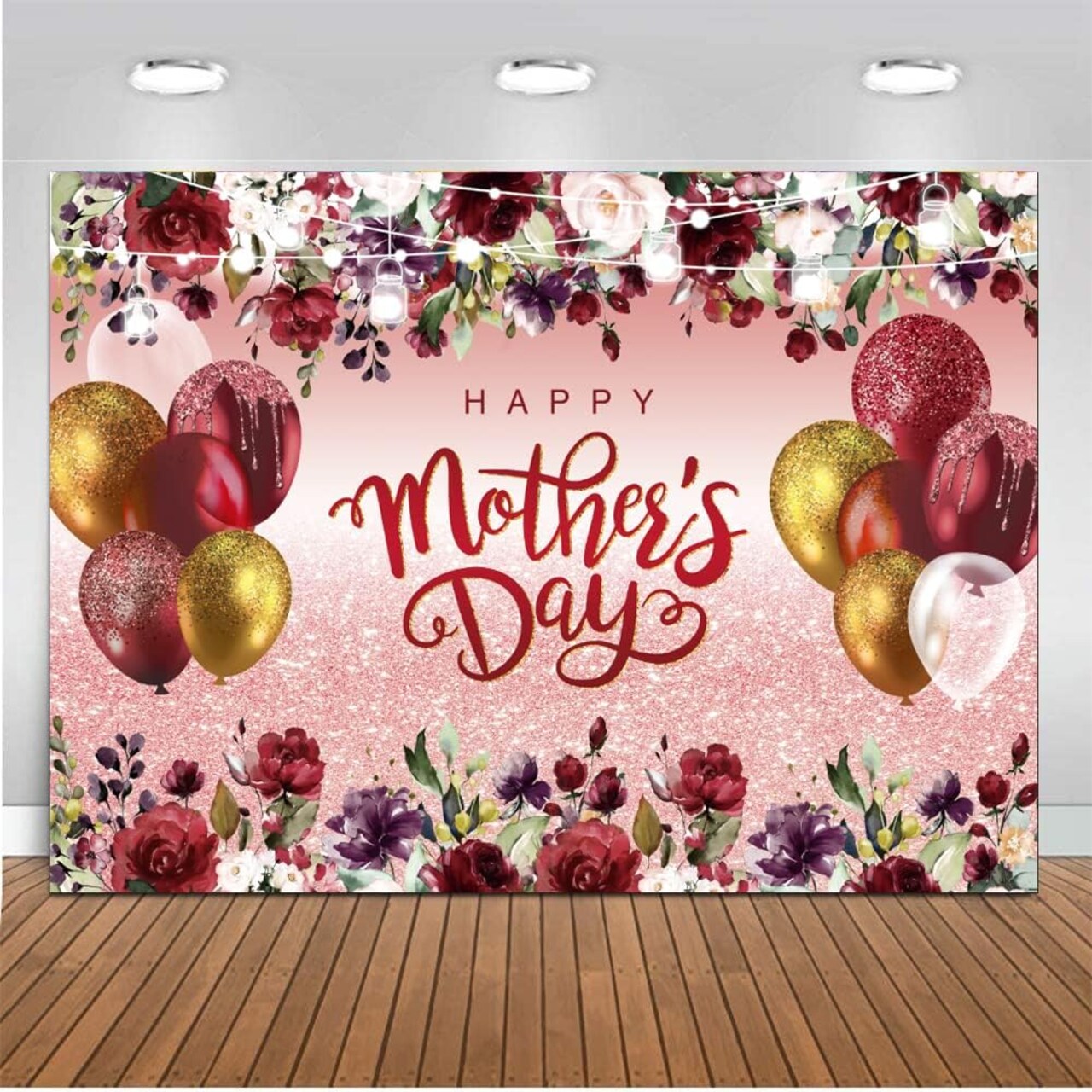 7X5ft Mother's Day Background Flowers Balloons Party Background Mothers Day Party Decoration Banner Happy Mother's Day Background CY-222